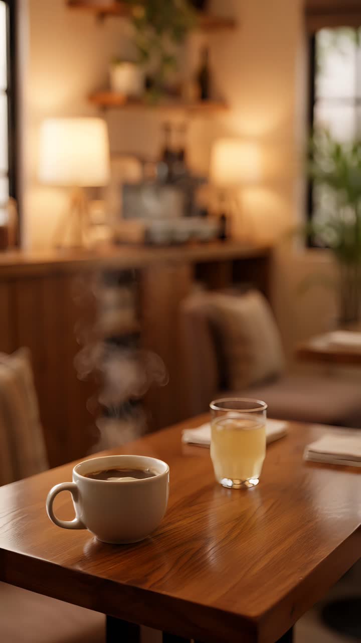 Interno di caffè estetico con atmosfera accogliente 4K