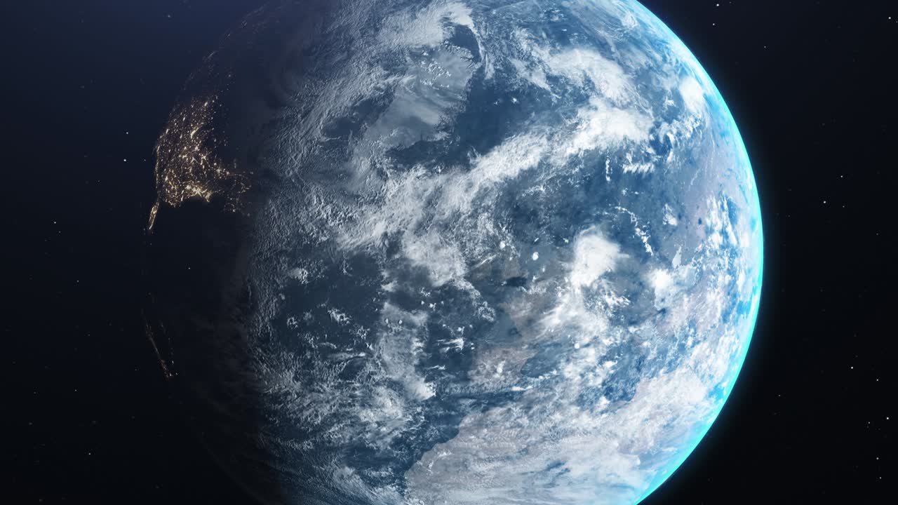 Earth Night to Day - Realistic Earth City lights from the Space and Sunrise - Cinematic Realistic Rotating Earth in Space - USA - United States