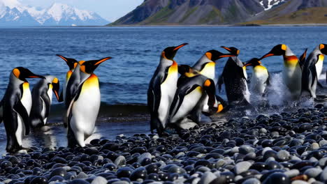 king penguins on a pebble beach in antarctica
