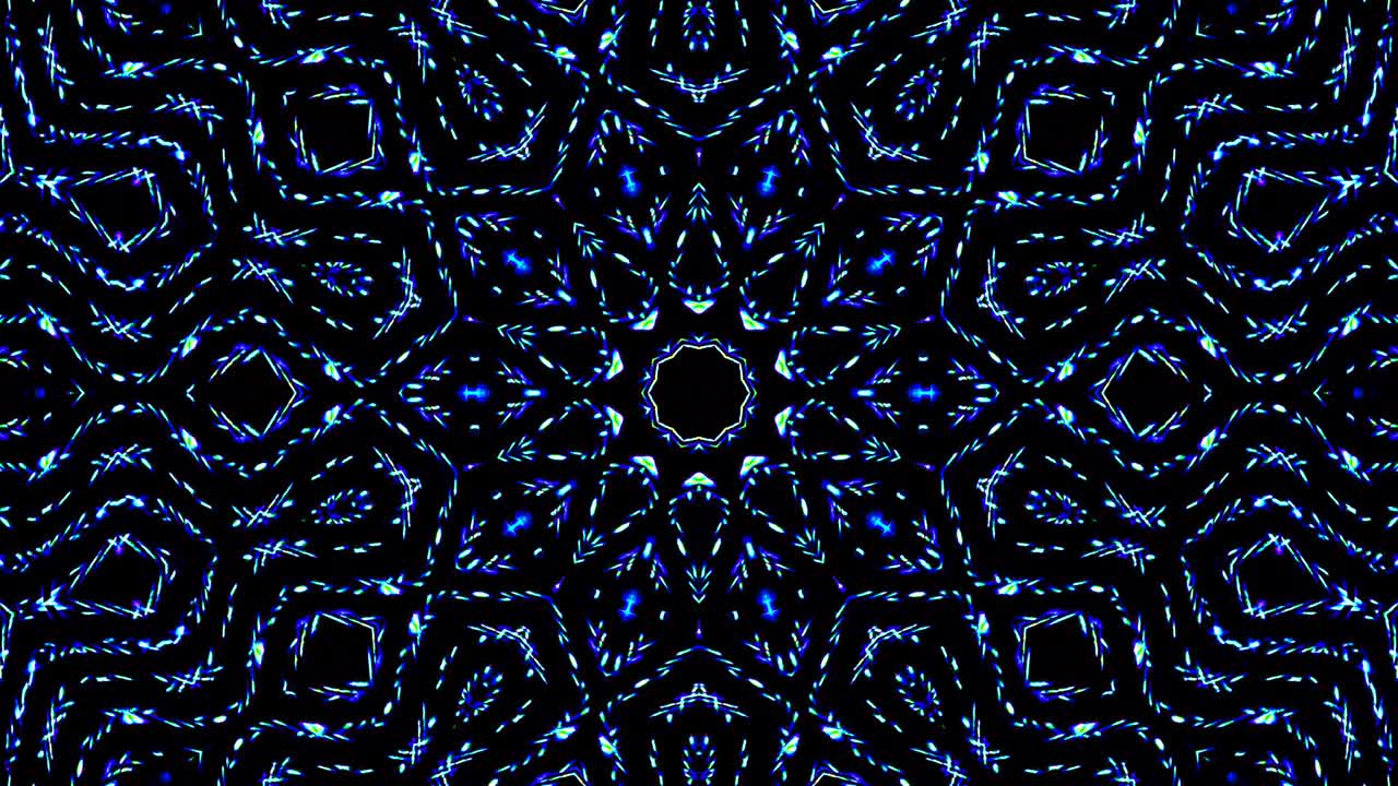 Abstract kaleidoscope shining beautiful smooth motion blue lines shining light arrangement