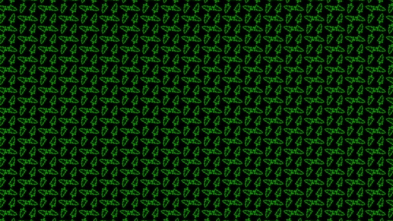 Christmas Tree Tiled Background Animation Pattern in Glowing Green and Black