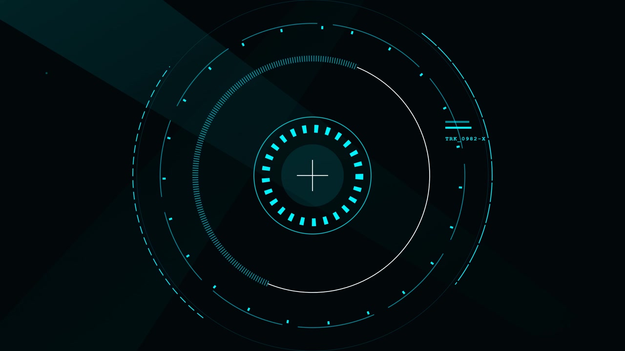 Futuristic Digital HUD Interface with Rotating Circular Targeting Reticle