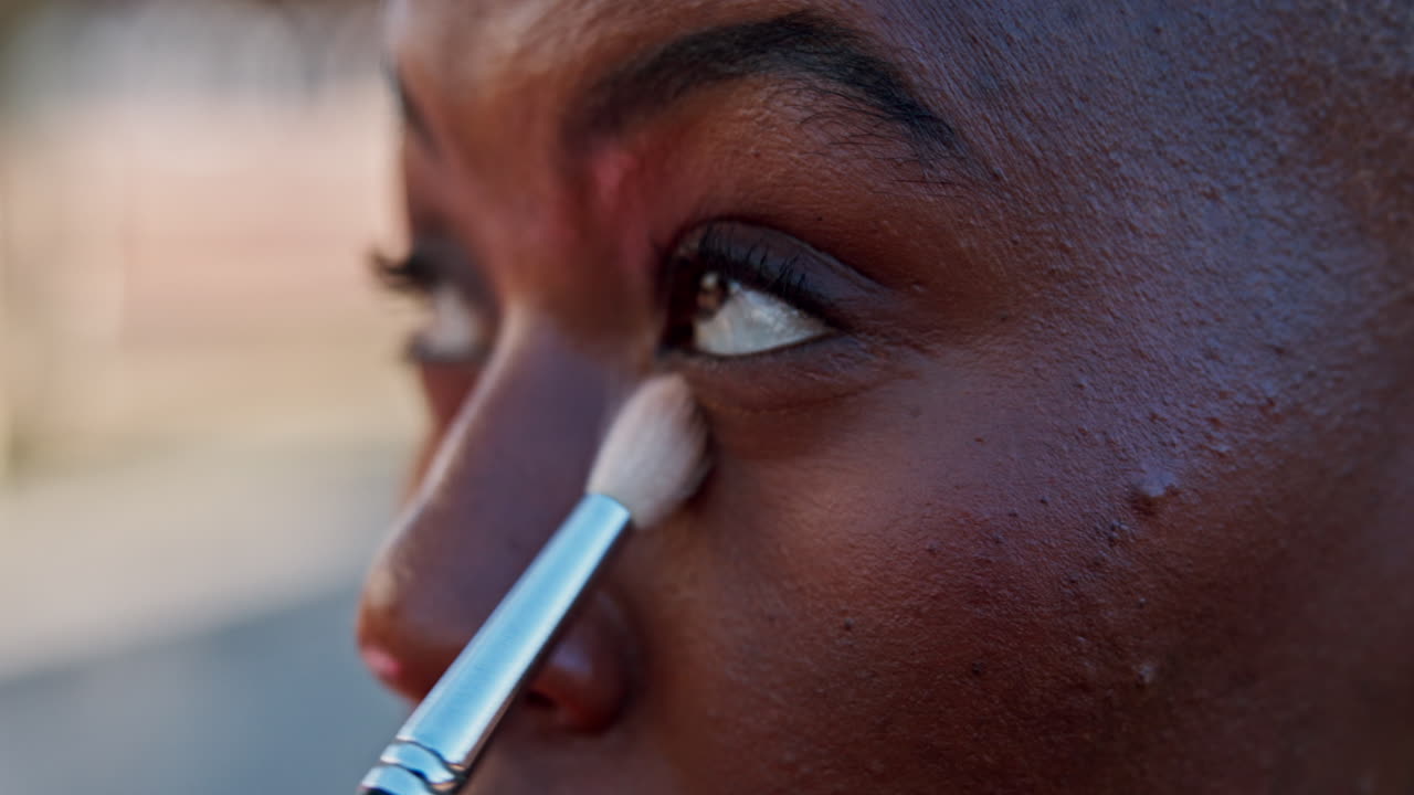 Close up of eye makeup application