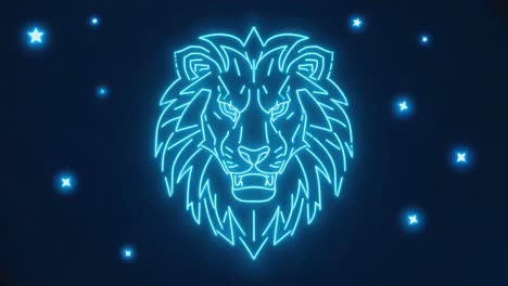 Neon Lion Zodiac Sign