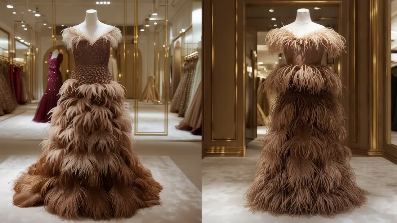 럭셔리 저녁 드레스 전시
