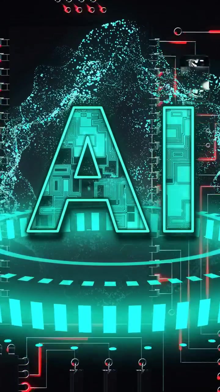 Vertical video: Powering up traces lighting AI letters scaling forward data cloud rising showing AI