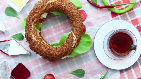 simit and turkish tea, breakfast table