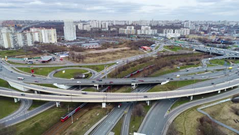 aerial view of a freeway intersection