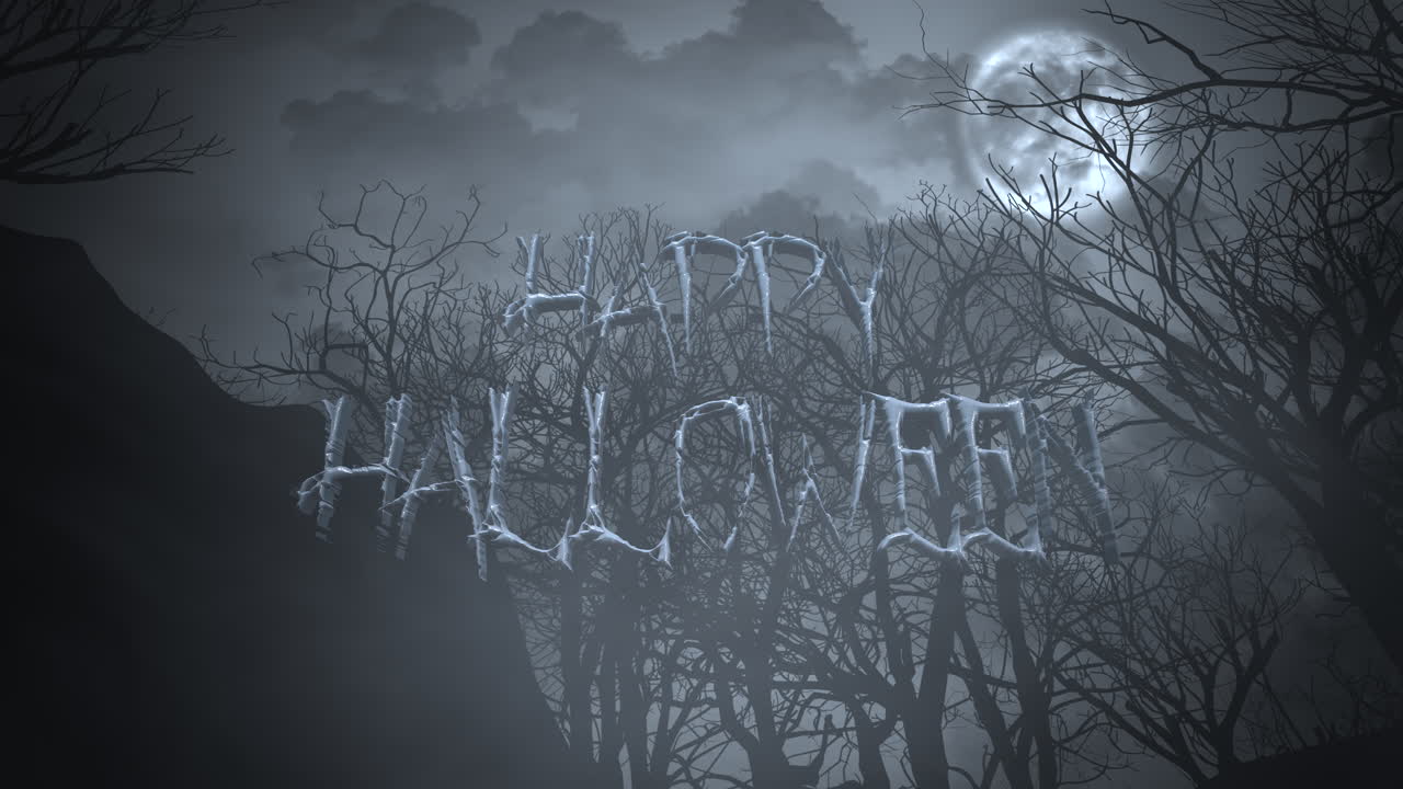 밤에 신비로운 숲과 달과 함께 해피 할로윈