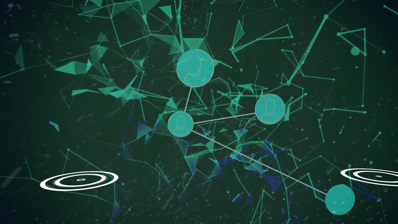 Animation of network of connections and data processing