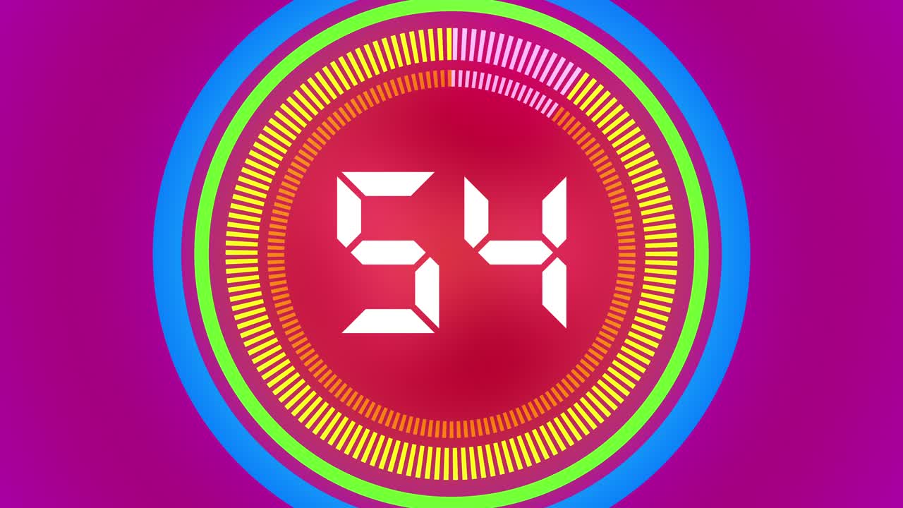 4k 디지털 카운트다운: 무지개 색상