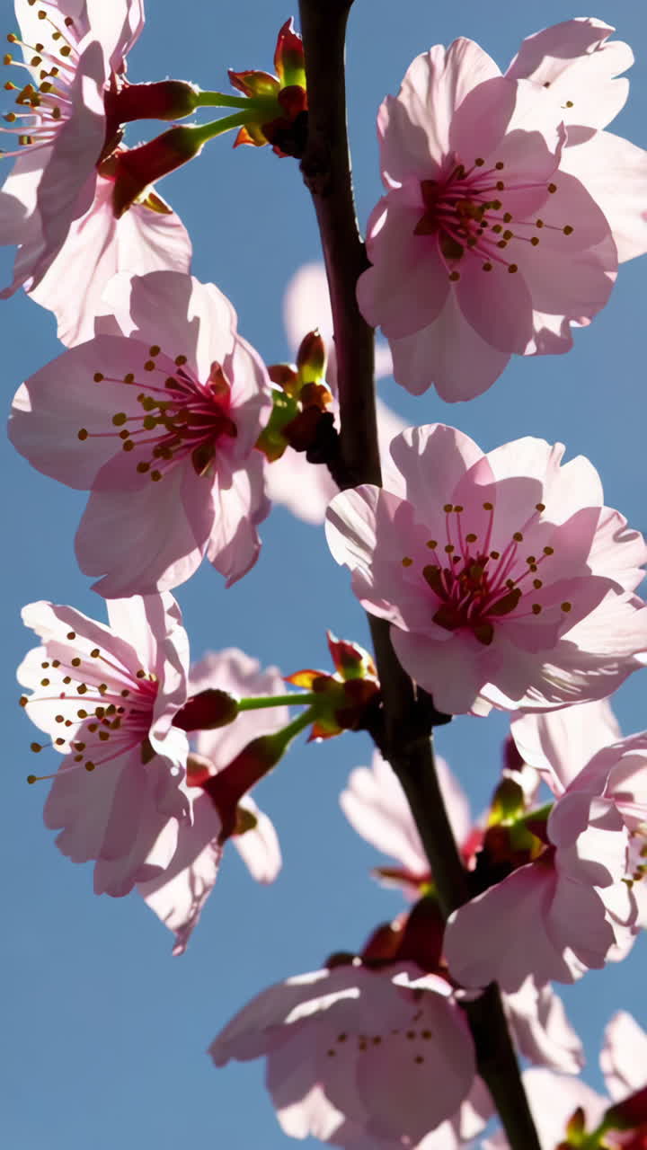 Beautiful Pink Cherry Blossoms Against a Clear Sky