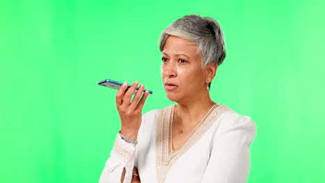 woman, speaker phone call and talk by green