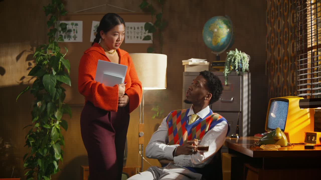 Business Discussion in a Retro Office