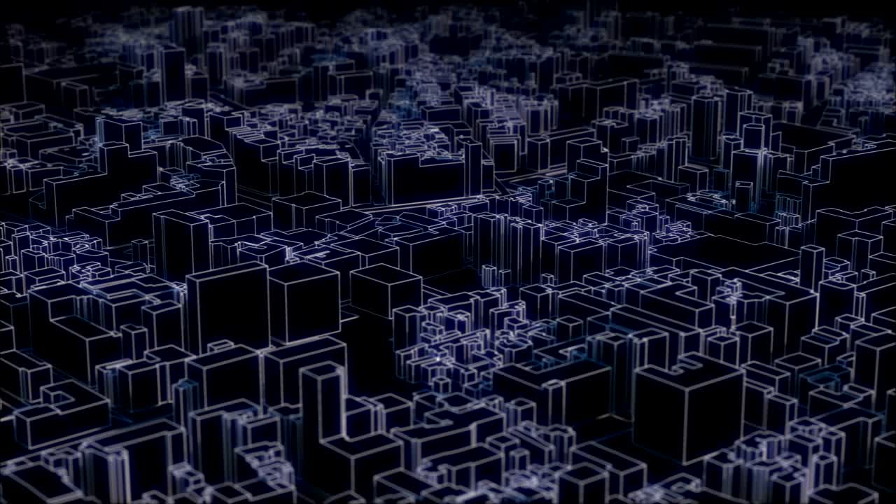 volando sobre la ciudad de toon - en bucle