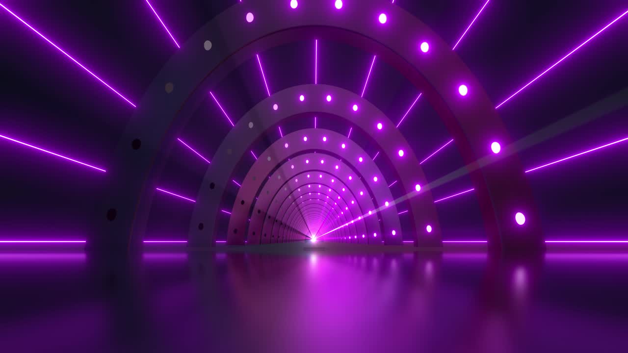 Neon Purple Tunnel 3D Render