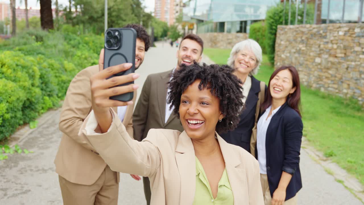 Group of people taking a selfie