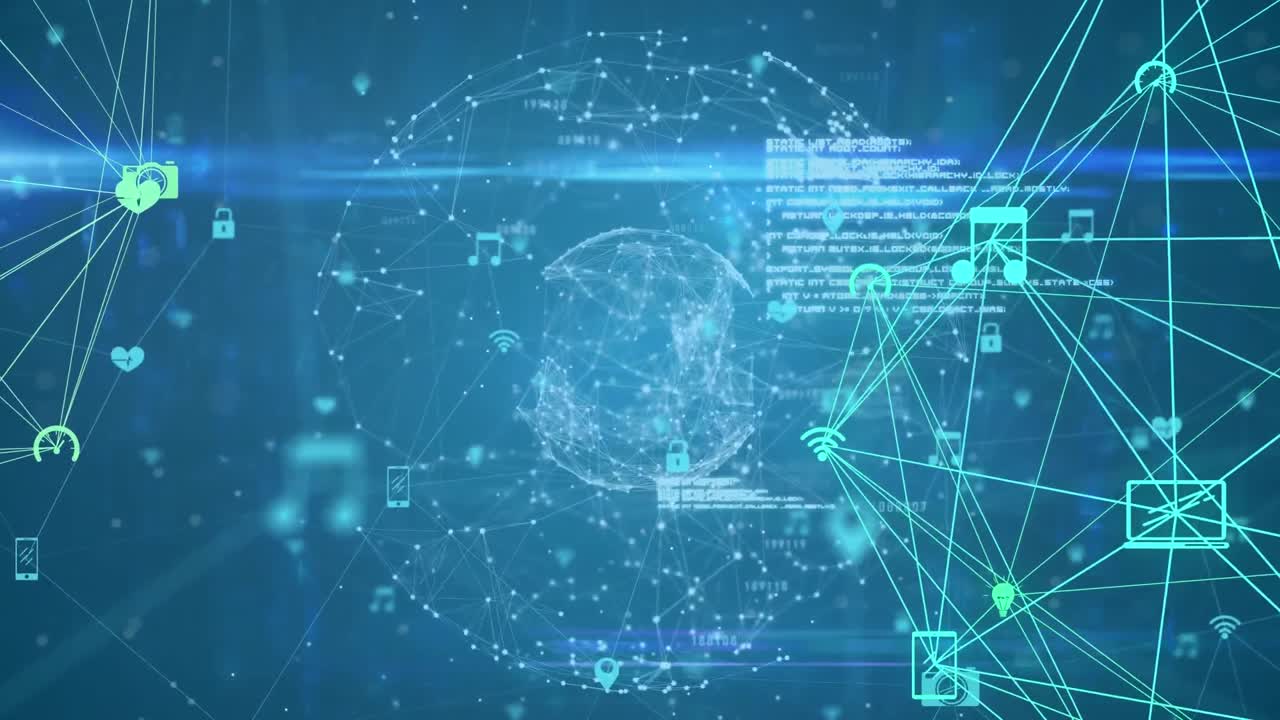 파란색 배경에 연결 네트워크의 지구