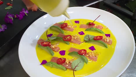 colorful salmon and avocado dish