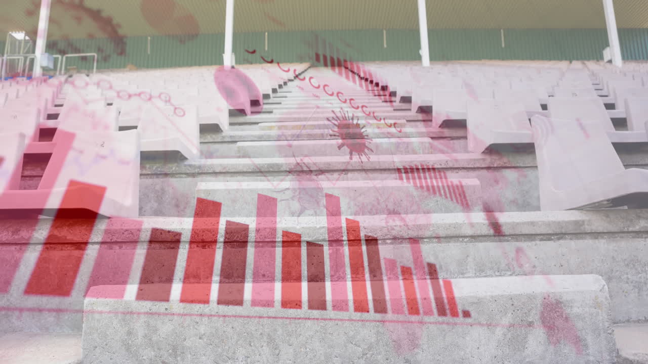 스포츠 스타디움의 빈 좌석에 대한 코로나바이러스 디지털 인터페이스