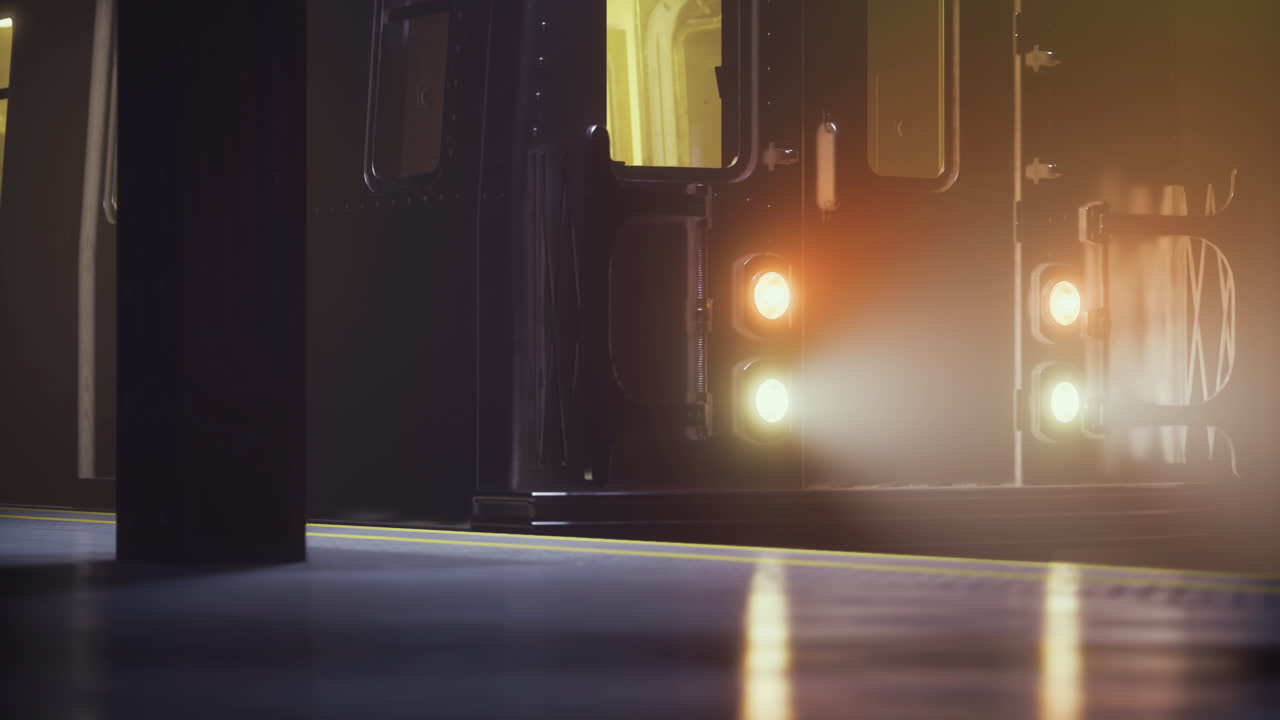 Mysterious subway arrival at dusk creates an enchanting atmosphere