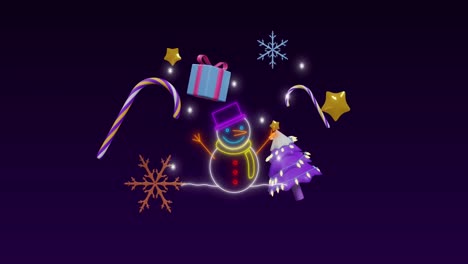 Animation-of-christmas-decorations-on-black-background