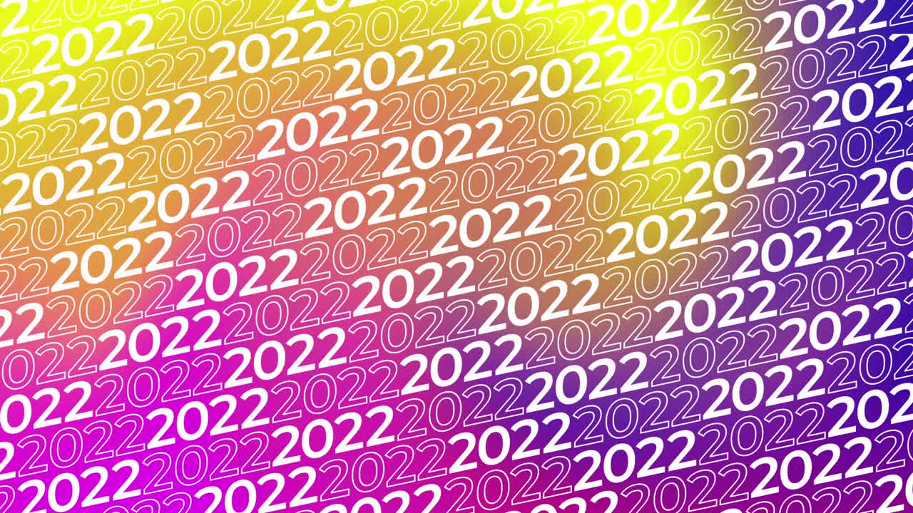 2022 tipografía deslizante en el fondo de color gradiente