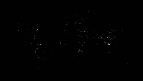 mapa de la tierra sobre fondo negro con luces parpadeantes al azar, animación
