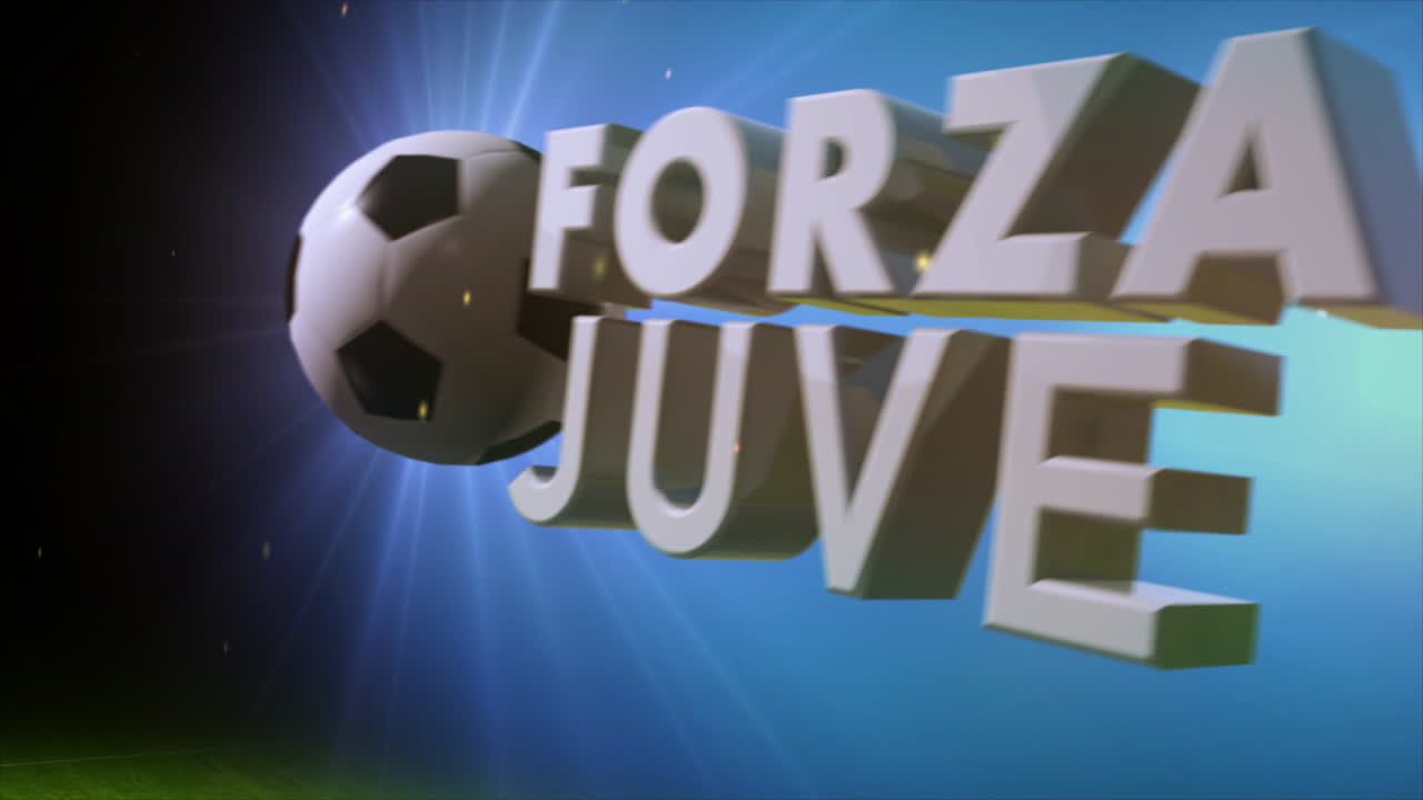 An exciting 3D render of &amp;quot;FORZA JUVE&amp;quot; over a football field