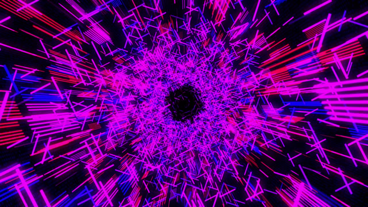 fondo de movimiento abstracto, volando a través del túnel espacial rosa y púrpura, bucle sin costuras. animación. hiper salto a través del vórtice