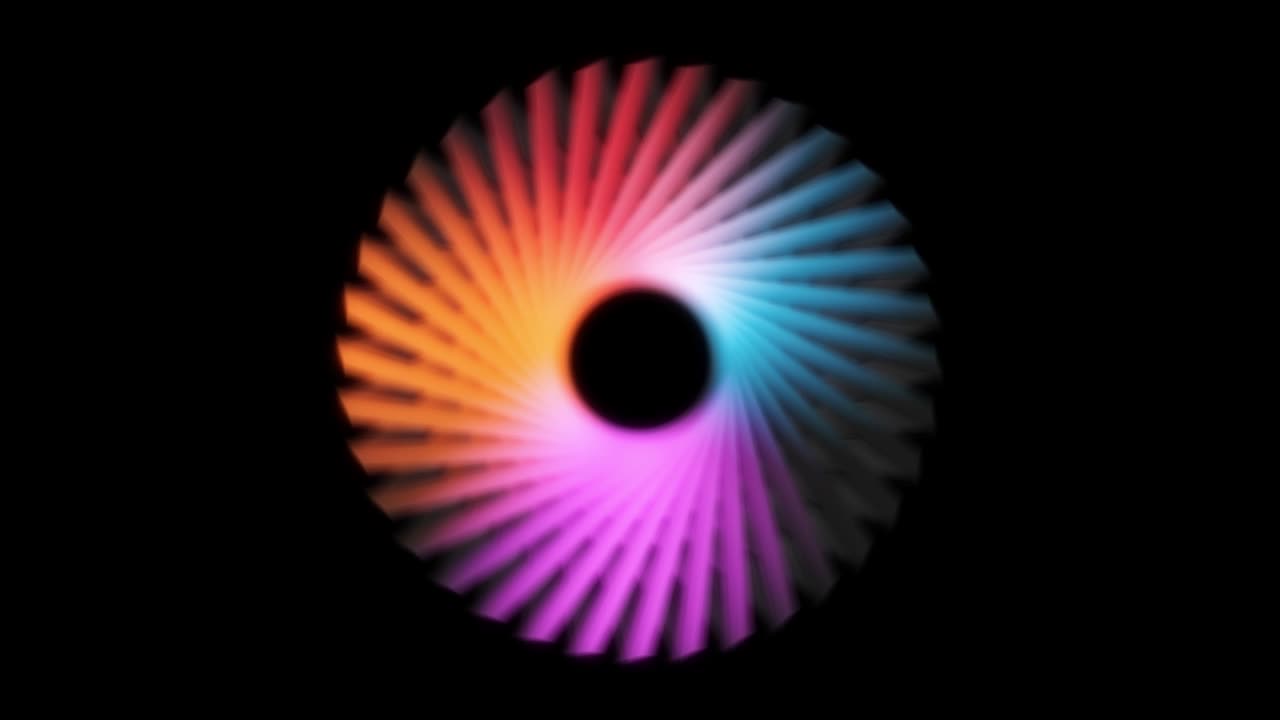animación 3d abstracta de varios patrones de círculos con varias formas y efectos multicolores, presentación de negocios. renderización de bucle sin costuras 4k 3d.