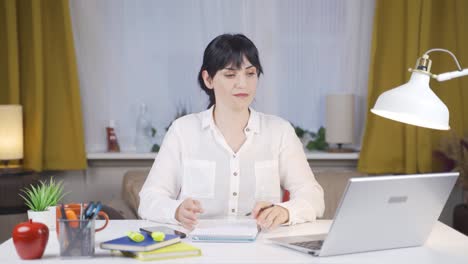 female student with concentration.