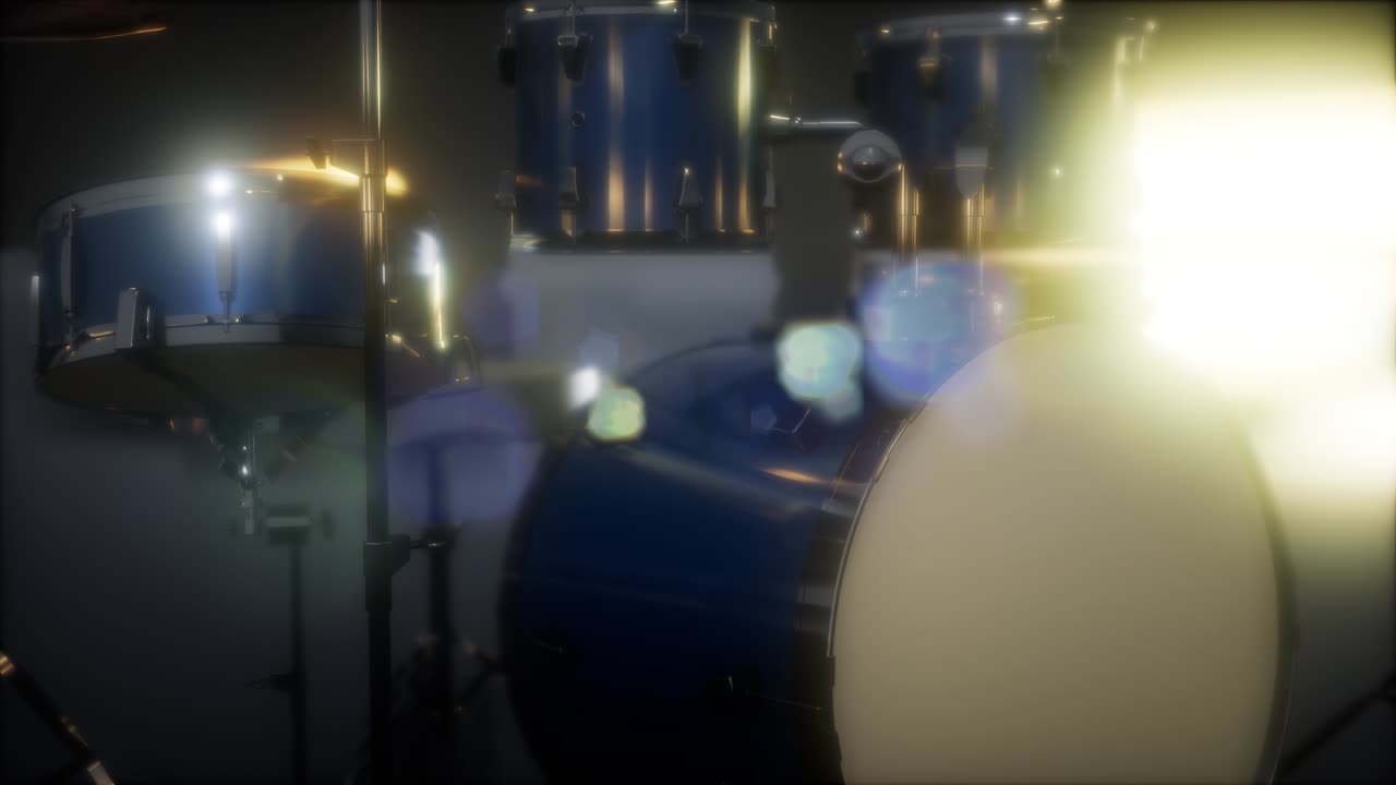 도프와 렌즈 플레어가 있는 드럼 세트