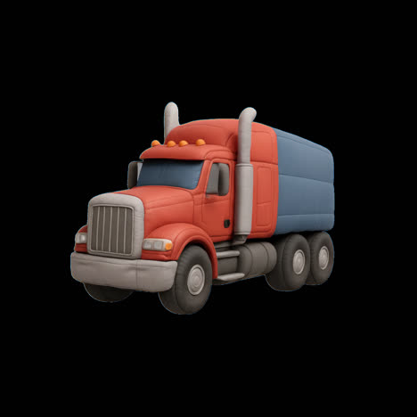 colorful clay truck model animation isolated asset, transparent 4k video, alpha channel, prores 4444