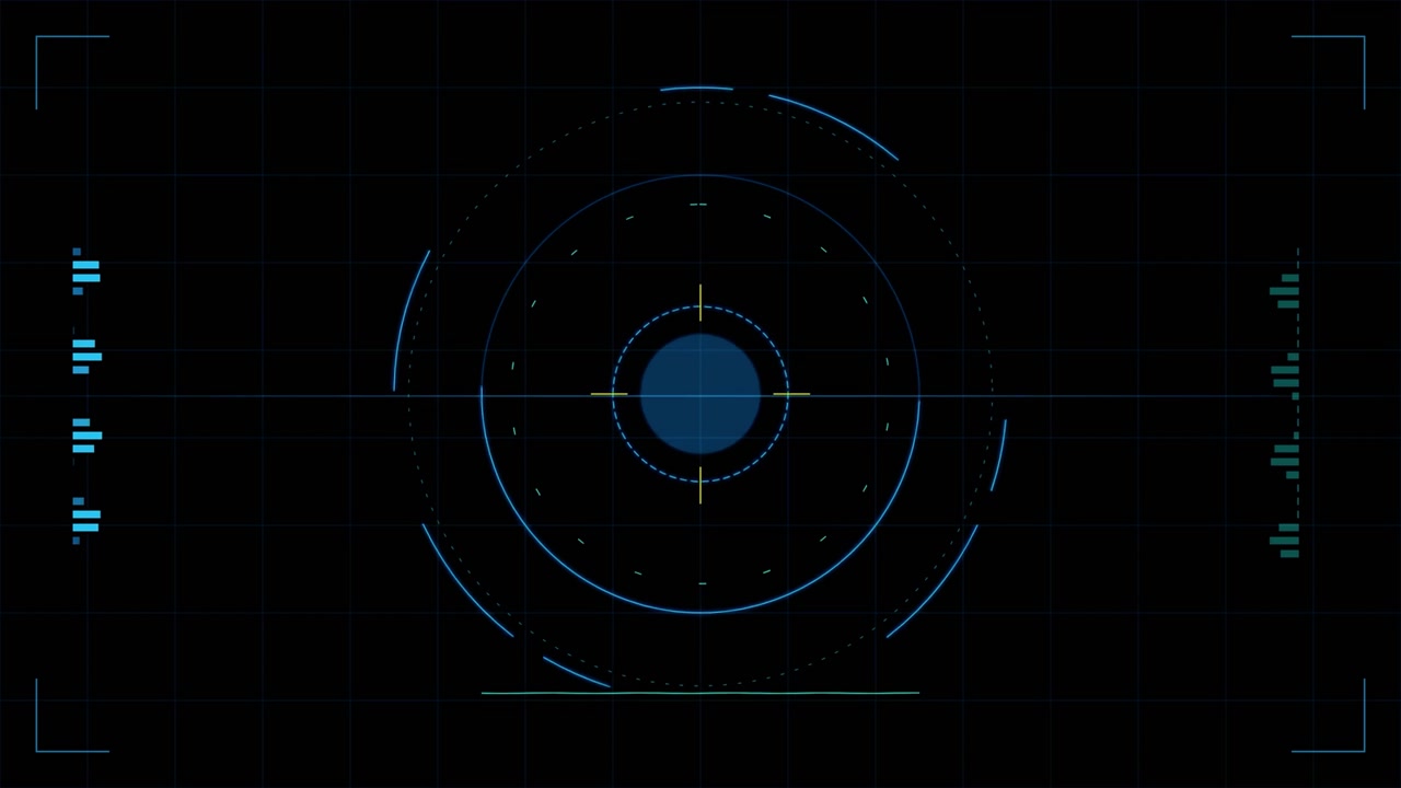 Futuristic Digital HUD Interface with Circular Scanning Animation