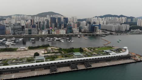 kai tak cruise terminal of hong kong from drone view