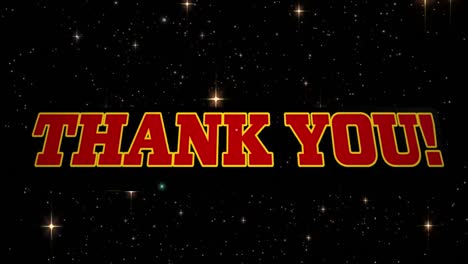 animation of thank you and stars on night sky