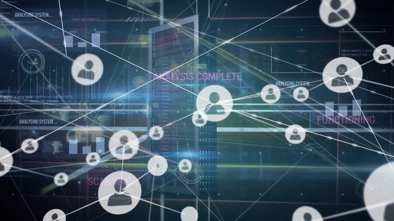 Animation of network of connections over data processing