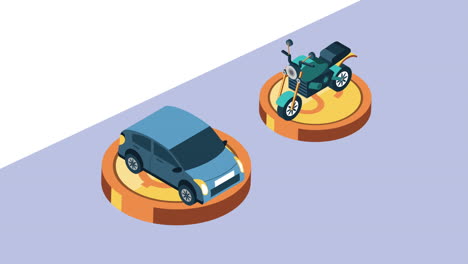 car and motorcycle on coins