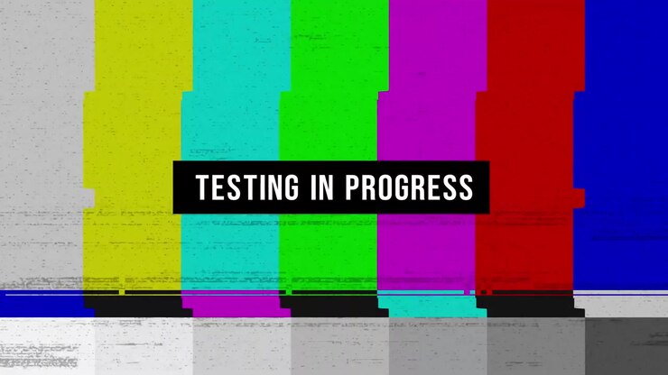 Television Test Pattern with Static Noise and Text Overlay