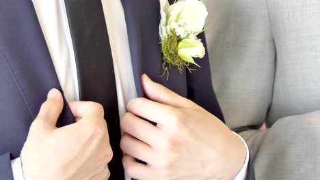 shot of wedding suits, tie, socks, shoes - watches for the groom - groom men