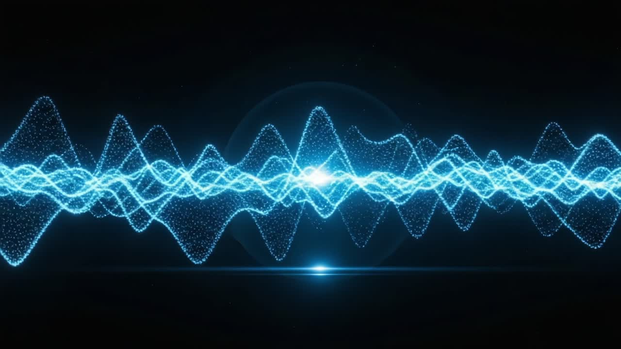 Captivating Blue Waveforms: A Stunning Visualization of Audio Frequencies in Motion, Showcasing the Dynamic Nature of Sound and Light Interplay