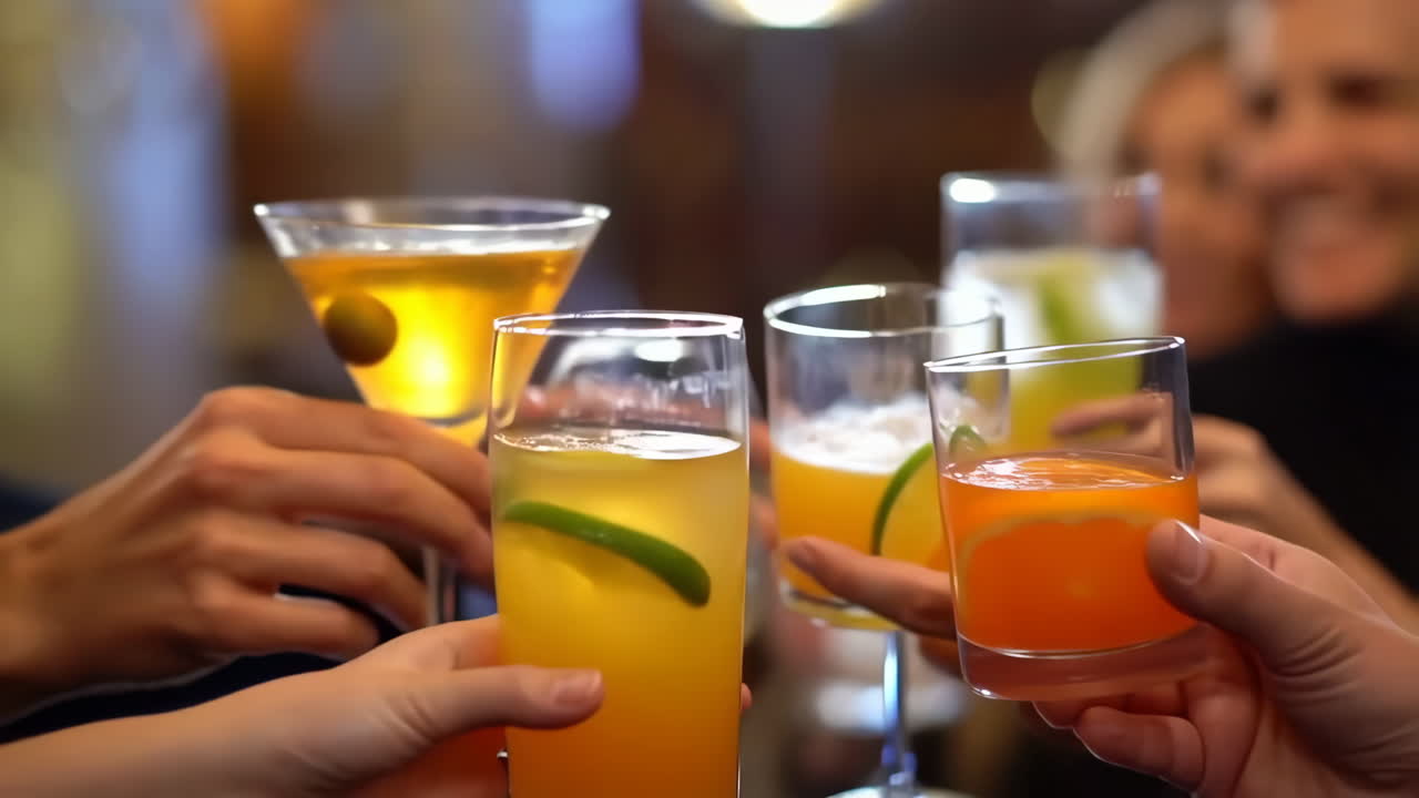 People toasting with cocktails