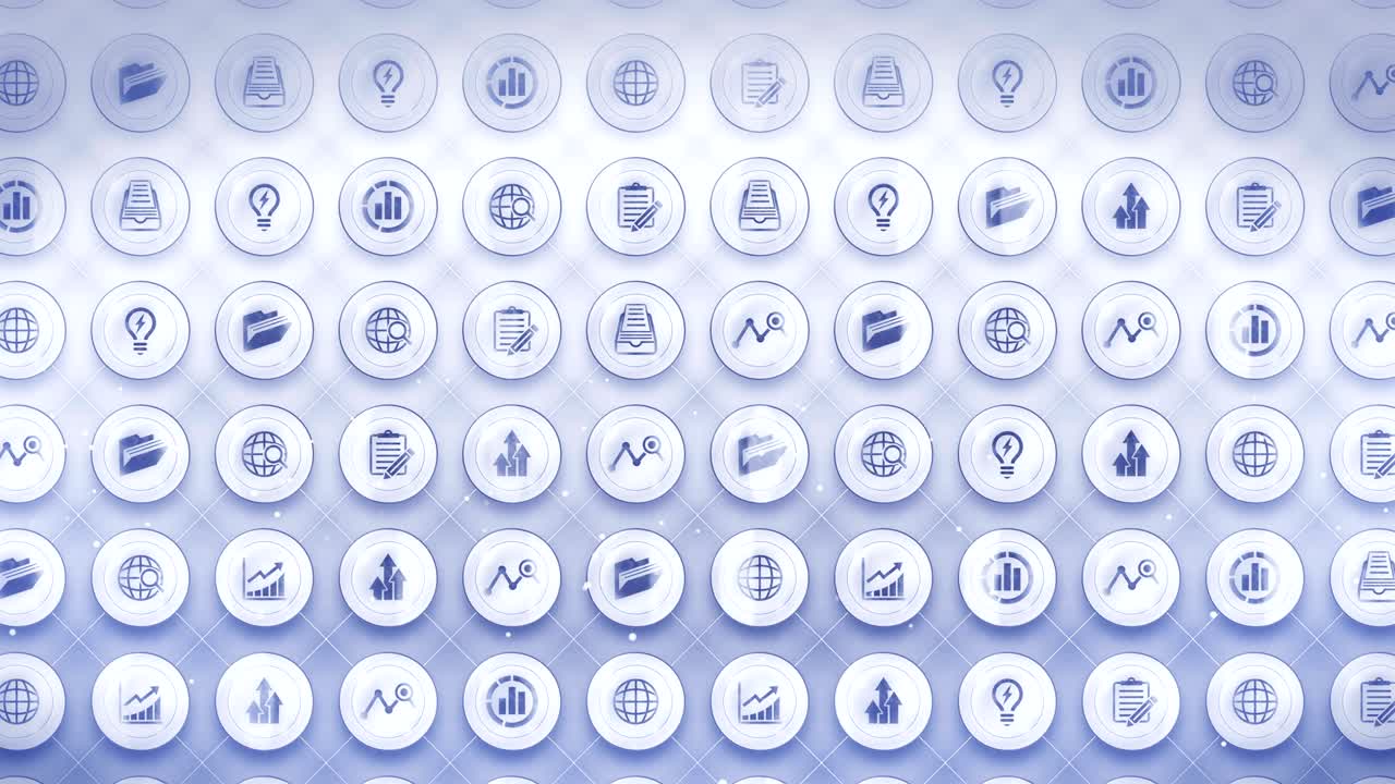 Set of Business Icons, Global Business Background, CG Loop Animation,