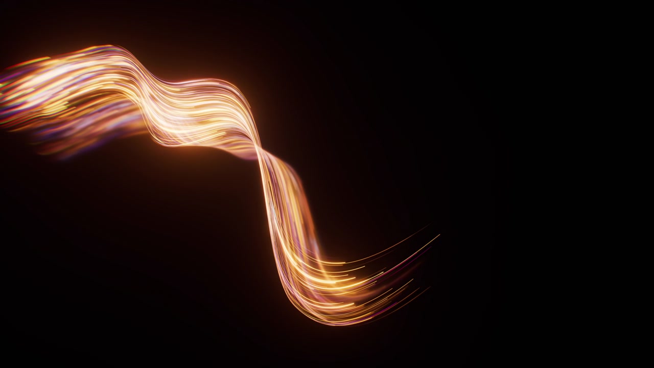 Flowing neon curve lines background, 3d rendering.