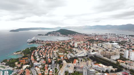 Croatia-Real-Estate-in-Split-City-on-Adriatic-Sea-Coast,-Aerial-Drone