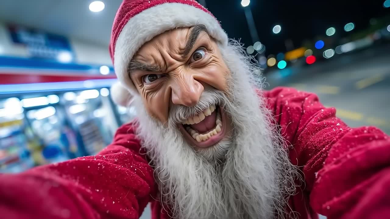 A man dressed as Santa Claus in a grocery store
