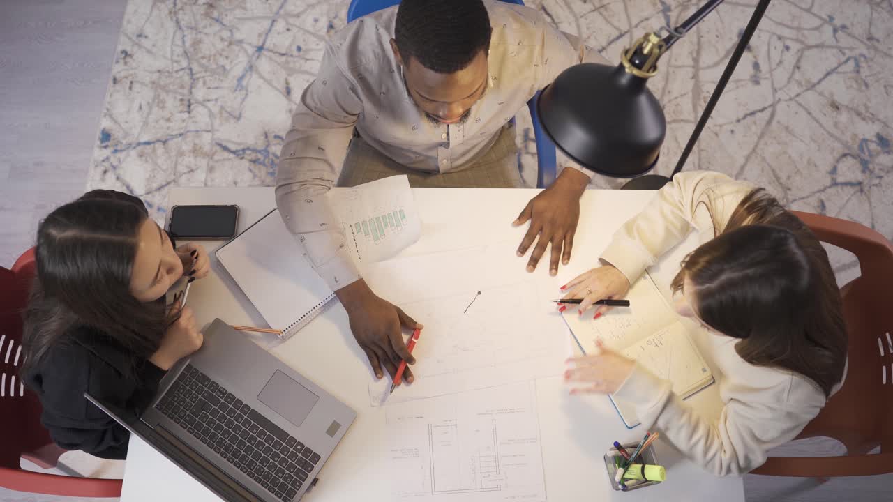 grupo multiétnico de colegas que trabajan en el proyecto.