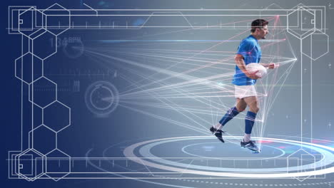 data processing of male rugby player running