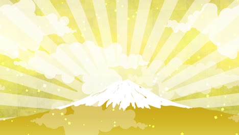 illustration animation of sunlight shining on golden mt.